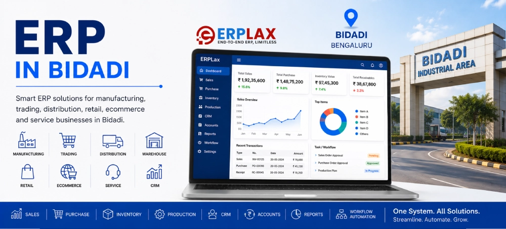 ERP in Bidadi for manufacturing companies – ERPLax custom ERP dashboard