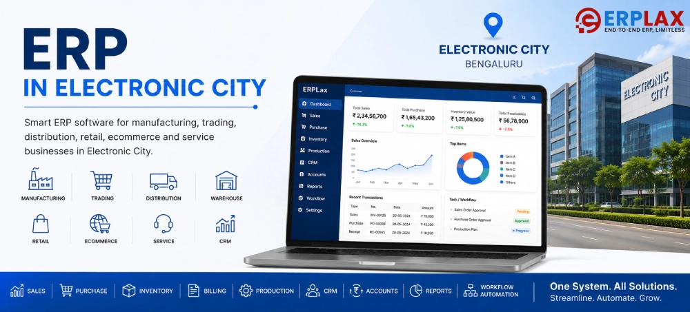 ERP in Electronic City for IT and electronics companies – ERPLax custom ERP dashboard