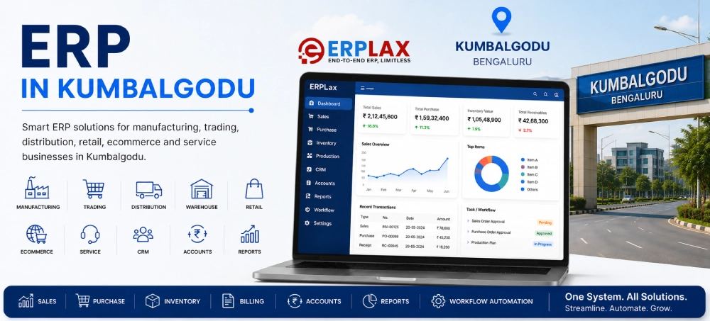 ERP in Kumbalgodu for manufacturing companies – ERPLax custom ERP dashboard
