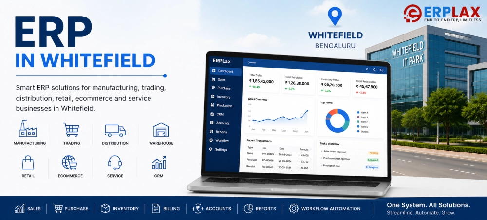ERP in Whitefield for IT and manufacturing businesses – ERPLax custom ERP dashboard